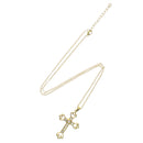 Gold Cross Pendant Chain Necklace with Gems
