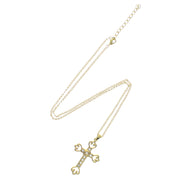 Gold Cross with Clear Gems on 69cm Chain Necklace (4 x 6.5cm Pendant)