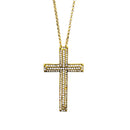 Gold Cross Chain Necklace with Clear Gems