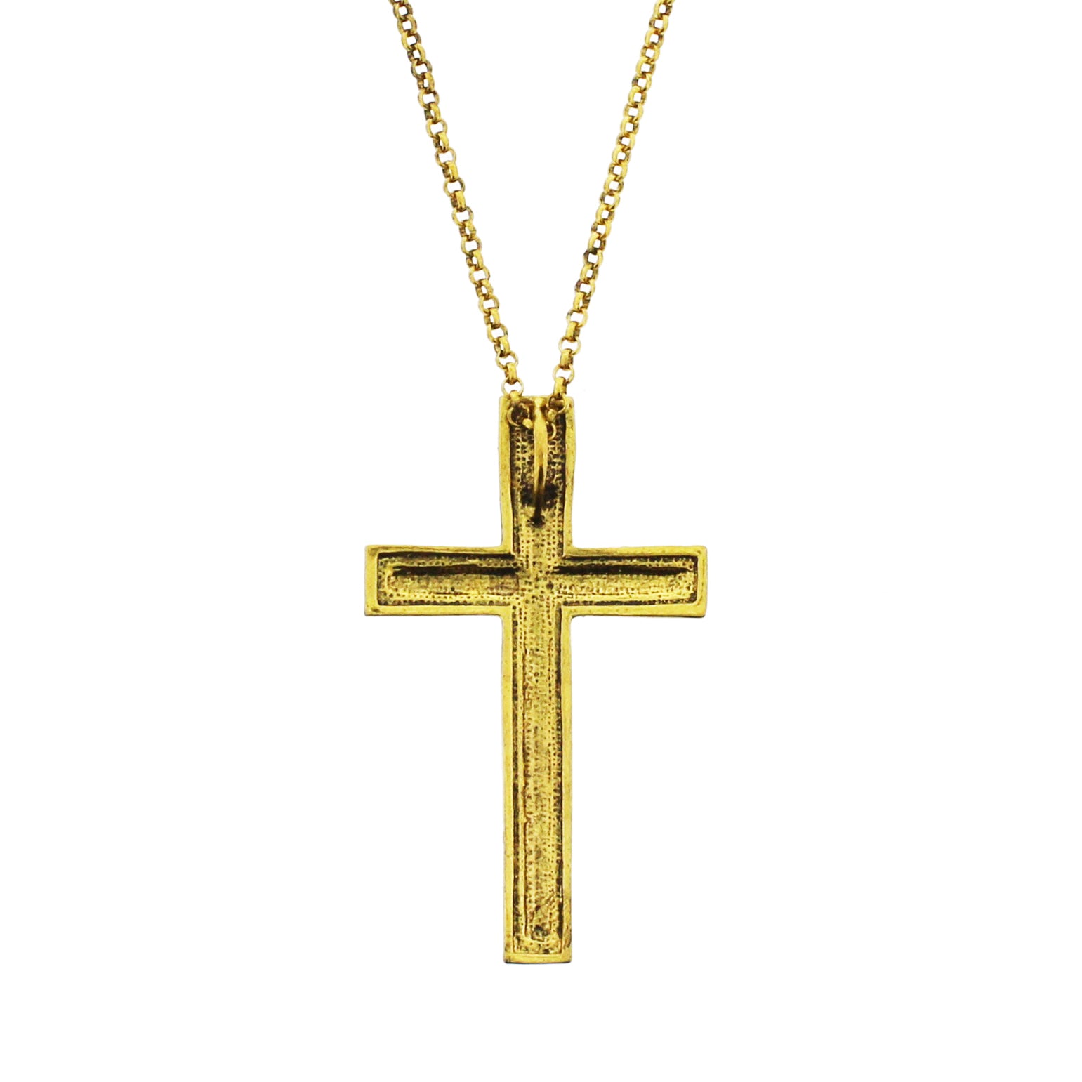 Gold Cross Chain Necklace with Clear Gems