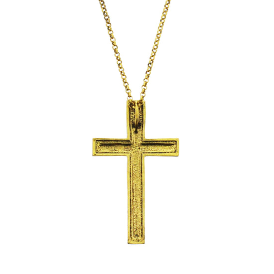Gold Cross Chain Necklace with Clear Gems