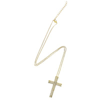 Gold Cross Chain Necklace with Clear Gems