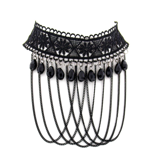 Black Lace Choker with Chains &amp; Fascitated Attachments