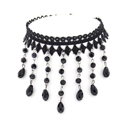 Black Lace Choker with Chains & Fascitated Attachments
