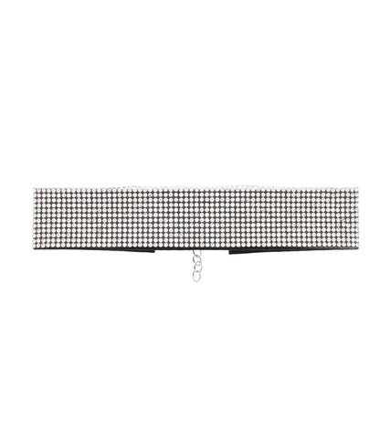 12 Row Diamante Stone Velvet Choker