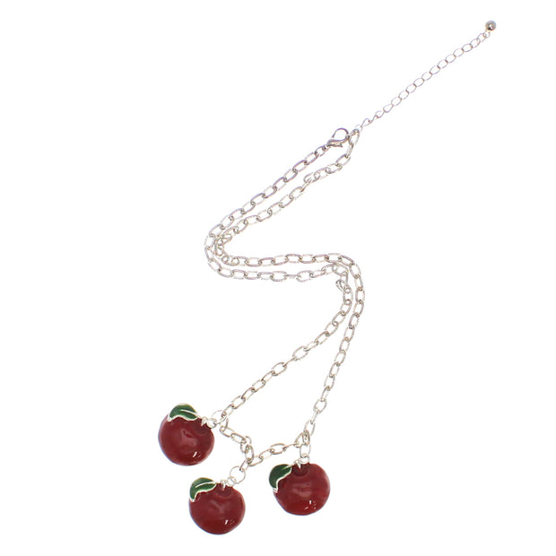 Triple Apple Necklace on a 46cm Silver Chain (2 x 2cm Pendant)
