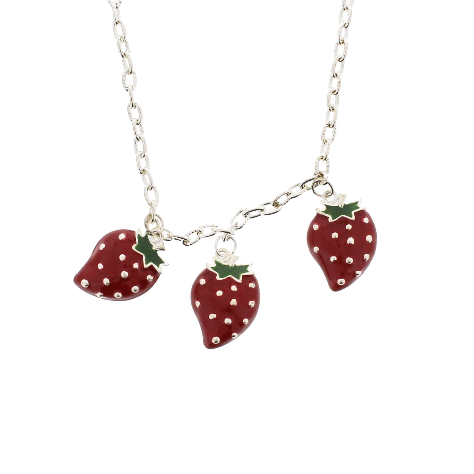 Triple Strawberry Necklace on a 48cm Silver Chain
