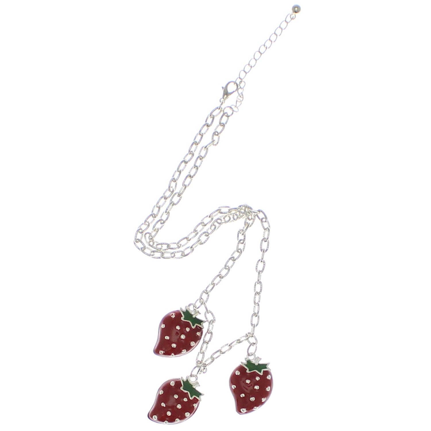 Triple Strawberry Necklace on a 48cm Silver Chain