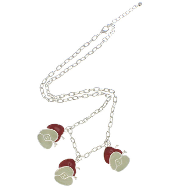 Triple Apple and Triple Half Apples Necklace on a 46cm Silver Chain (2 x 2.5cm)