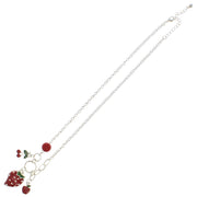 Strawberry, Apple and Cherry Necklace on a 49cm Silver Chain (1cm Small & 3 x 2cm Large Pendant)