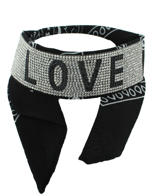 Paisley Print Choker/ Headband with Diamante Stone "LOVE" Wording