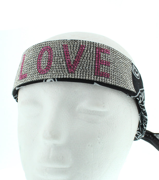 Paisley Print Choker/ Headband with Diamante Stone "LOVE" Wording