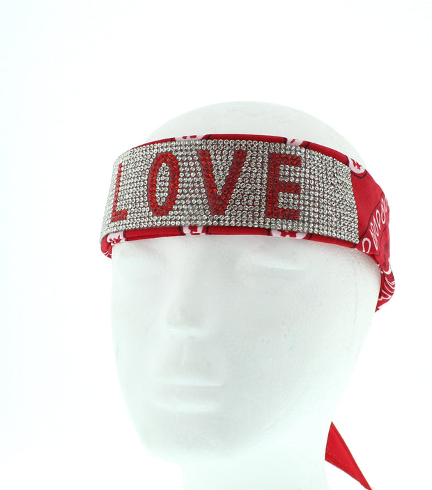 Paisley Print Choker/ Headband with Diamante Stone "LOVE" Wording