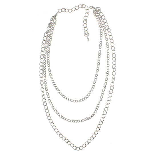 3 Row Chain Necklace - Long