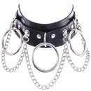 Black PU Choker with Rings and Chain