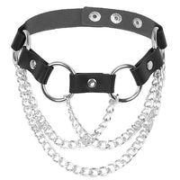 PU Choker with Rings and Chains