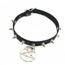 Pentagram Pendant Spikes PU Choker