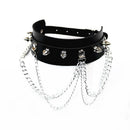 Black Spiked PU Choker with 4-Chain