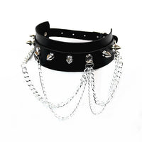 Black Spiked PU Choker with 4-Chain