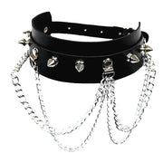 Black Spiked PU Choker with 4-Chain