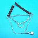 PU Choker with Heart & Lock Chain