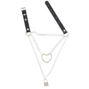 PU Choker with Heart & Lock Chain