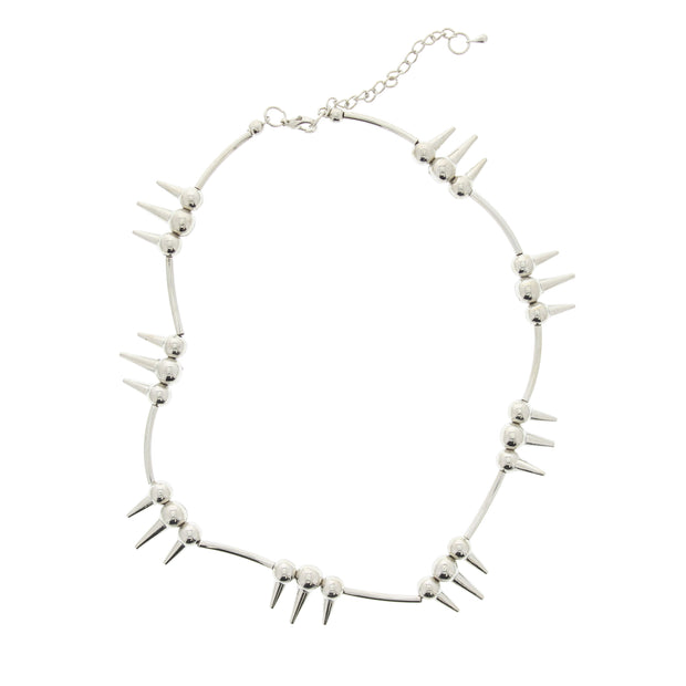 Silver Triple Spike & Ball Necklace