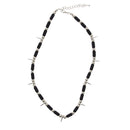 Black Bar with Silver Ball &  Spike Necklace