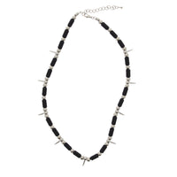 Black Bar with Silver Ball &  Spike Necklace