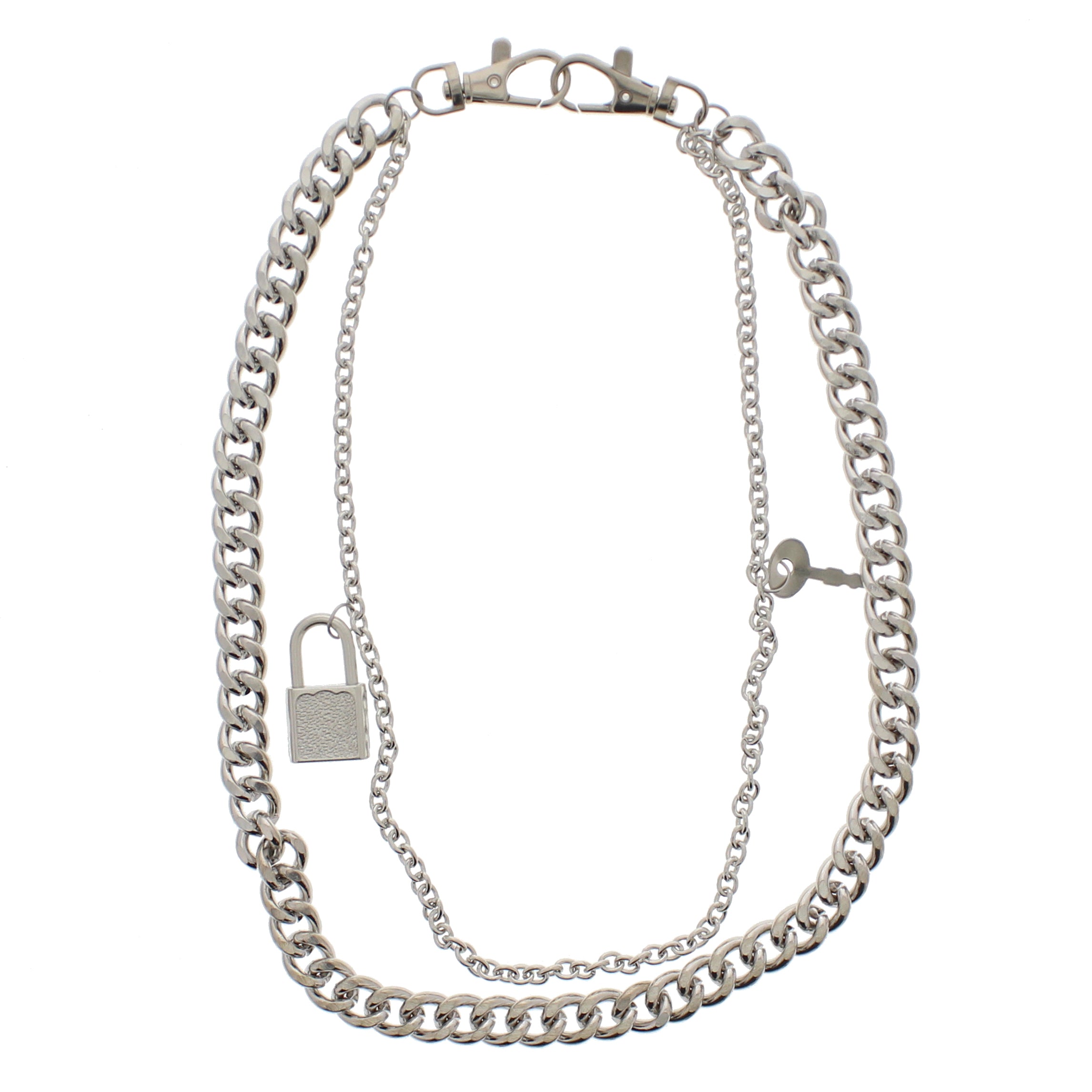 53cm Double Chain With a Key and Padlock - Double Clip Hip Chain