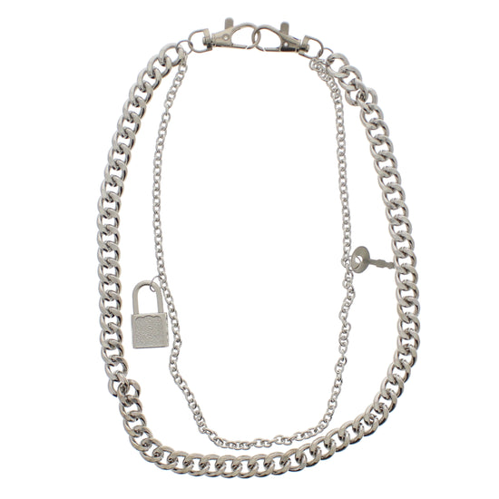 53cm Double Chain With a Key and Padlock - Double Clip Hip Chain