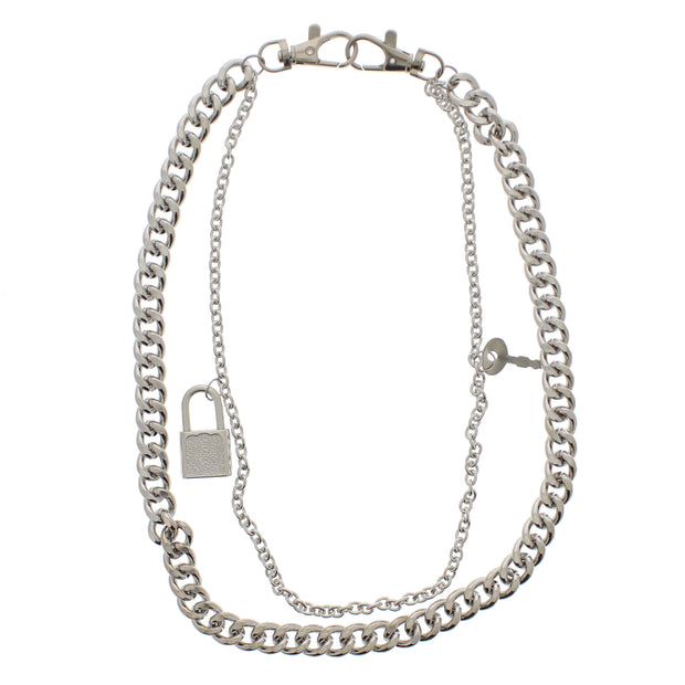 53cm Double Chain With a Key and Padlock - Double Clip Hip Chain