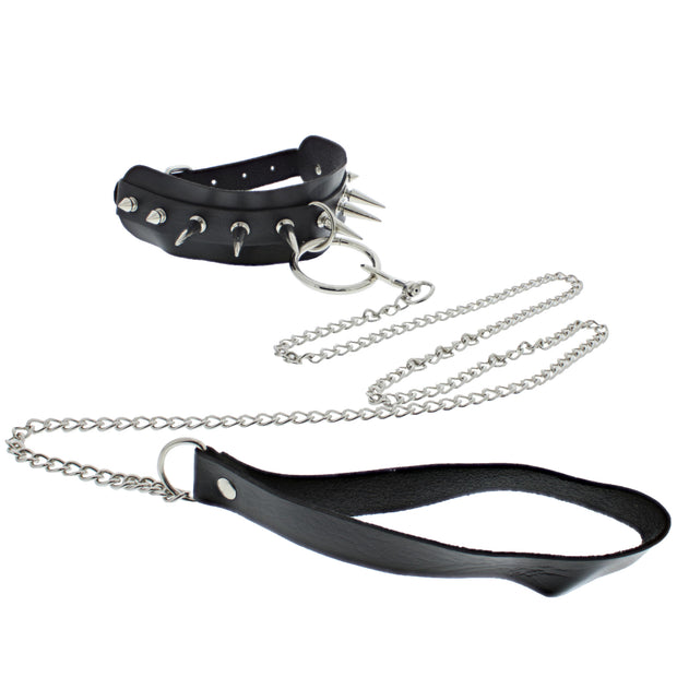 Black PU Choker Spike with Detachable Chain Strap