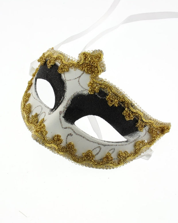 Glitter Plastic Eye Mask with Gold or Silver Trim