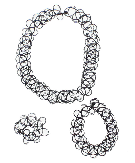 Black Tattoo 3pc set, necklace, bracelet and ring