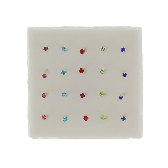 2mm Crystal Stone Silver Nose Studs