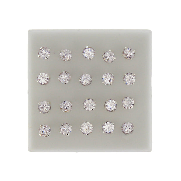 5mm Clear Crystal Stone Silver Nose Studs