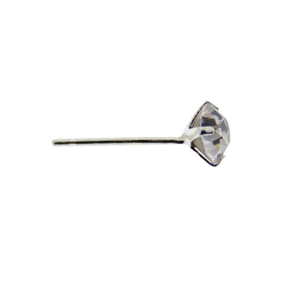 5mm Clear Crystal Stone Silver Nose Studs