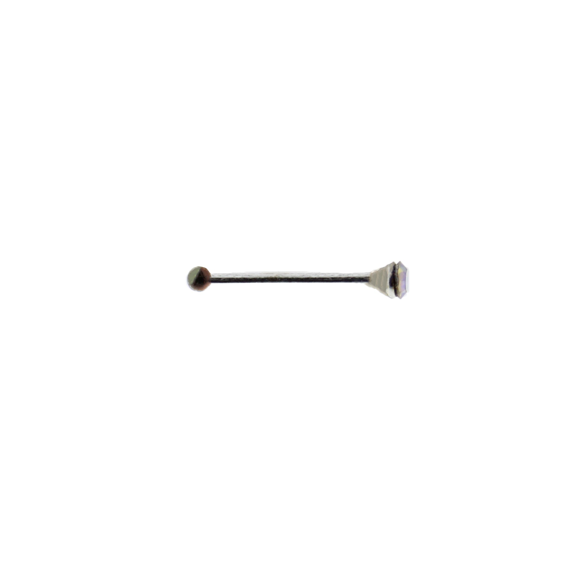 1mm Crystal Stone Silver Nose Studs with Ball on Post