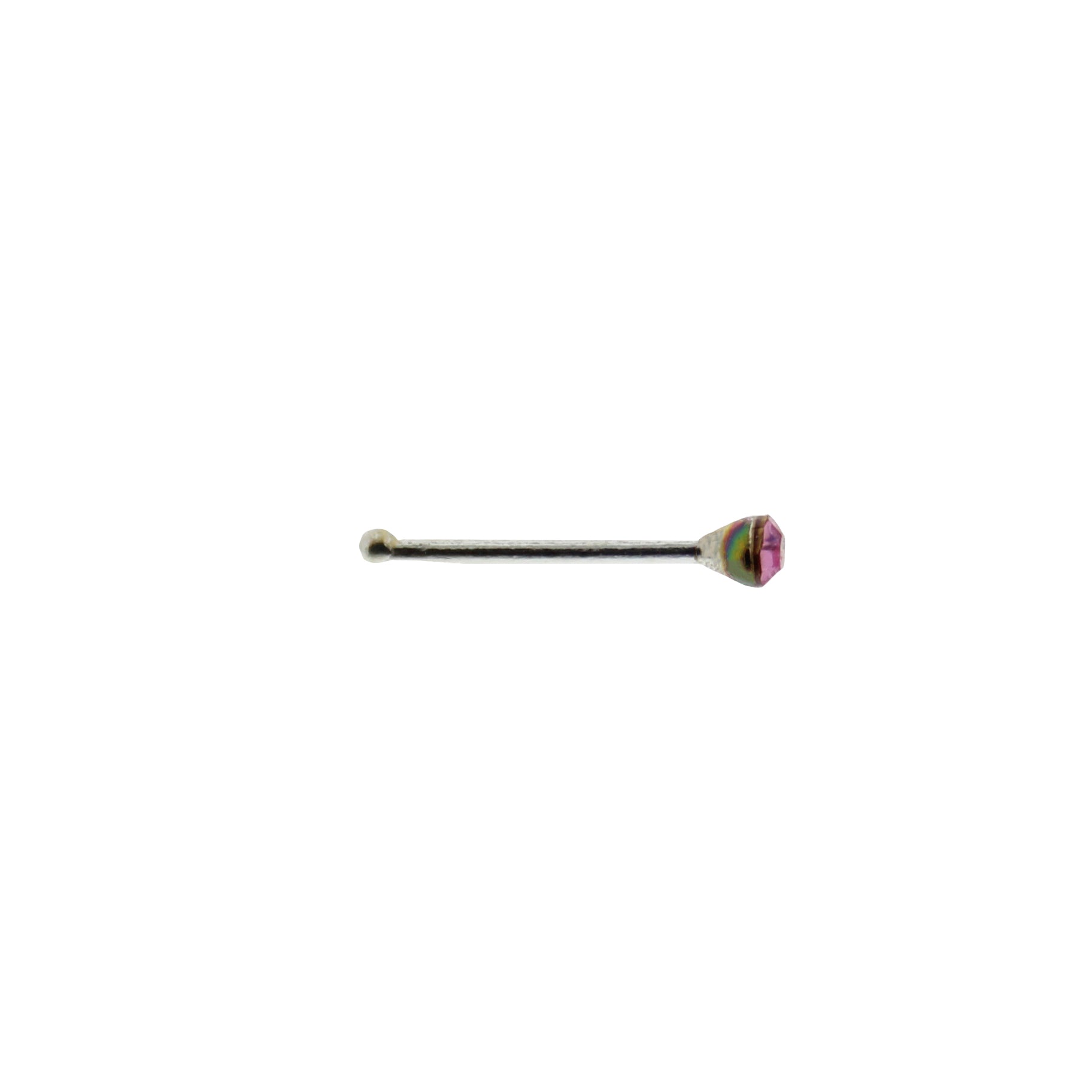1mm Crystal Stone Silver Nose Studs with Ball on Post