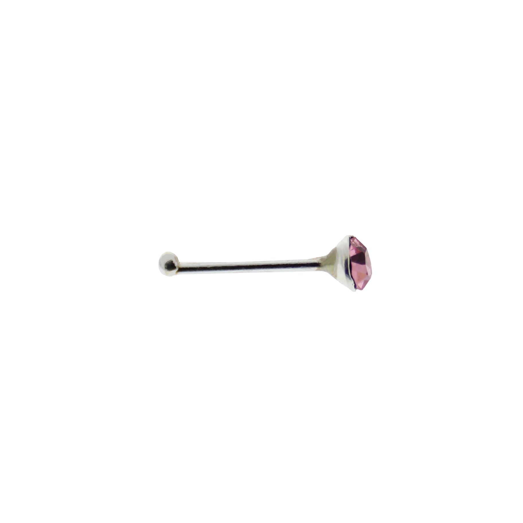 2mm Crystal Stone Silver Nose Studs with Ball on Post