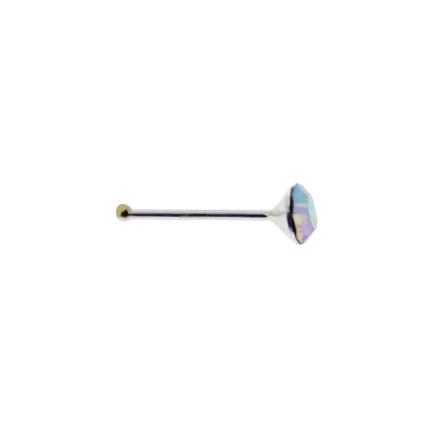 3mm Crystal Stone Silver Nose Studs with Ball on Post