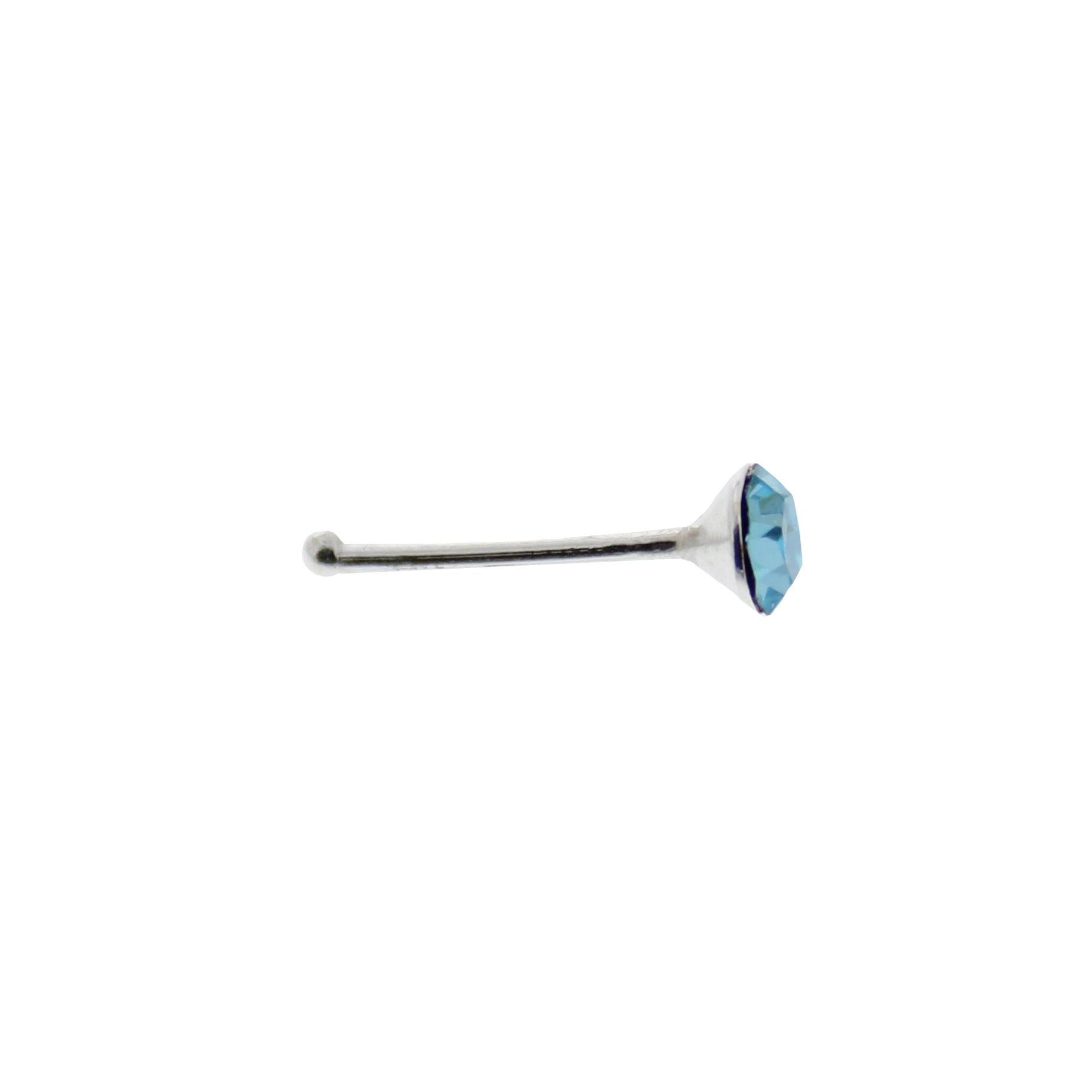 3mm Crystal Stone Silver Nose Studs with Ball on Post