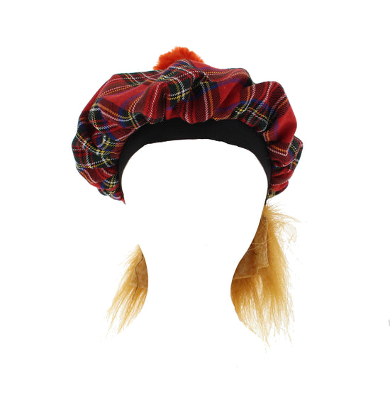 Scottish Tartan Bobble Hat with Ginger Hair