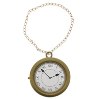 Oversized Plastic Pocket Watch on Gold Chain Necklace