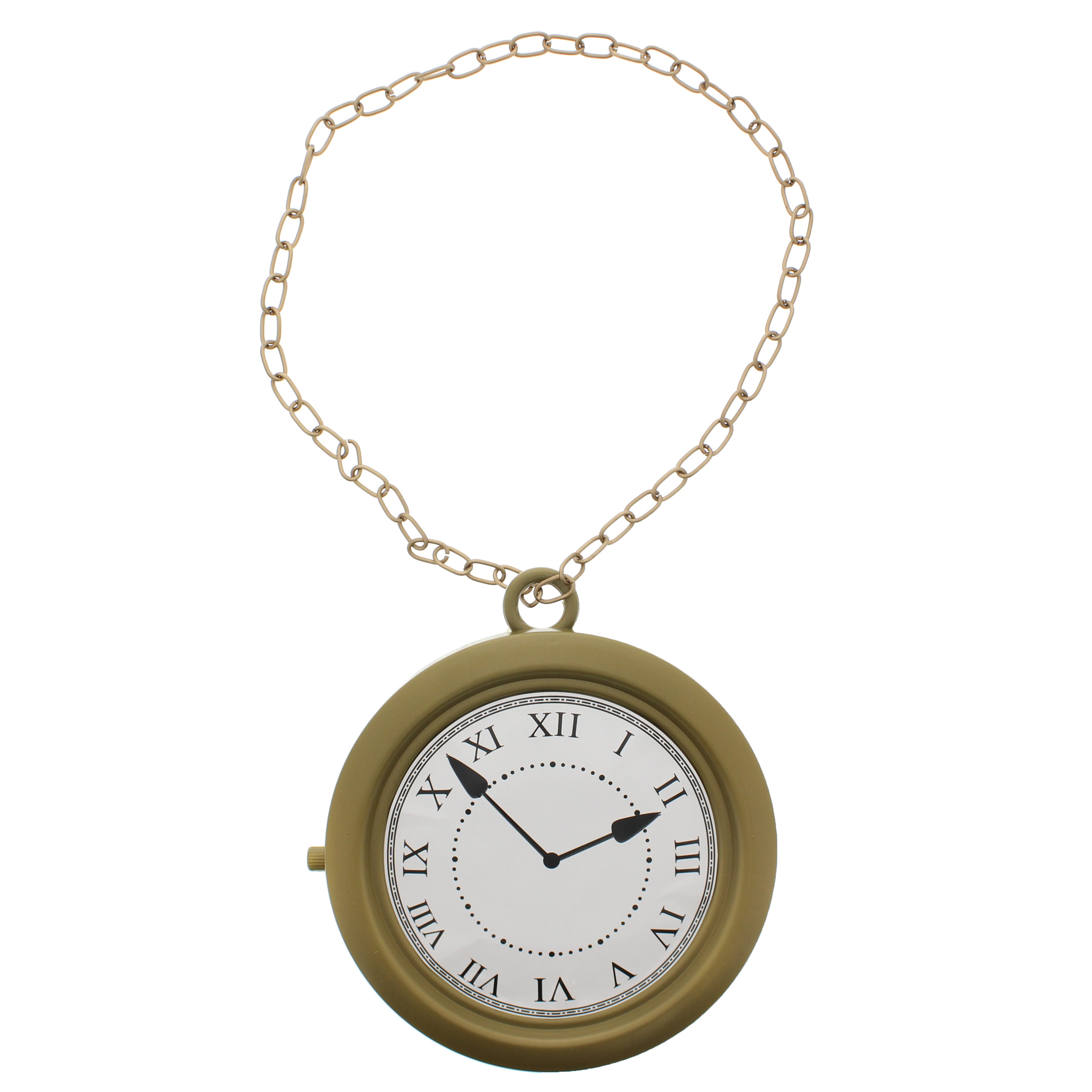 Oversized Plastic Pocket Watch on Gold Chain Necklace