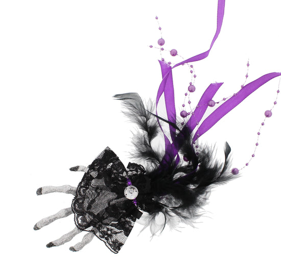 Large Silver Glitter Skeleton Hand Fascinator on Clip