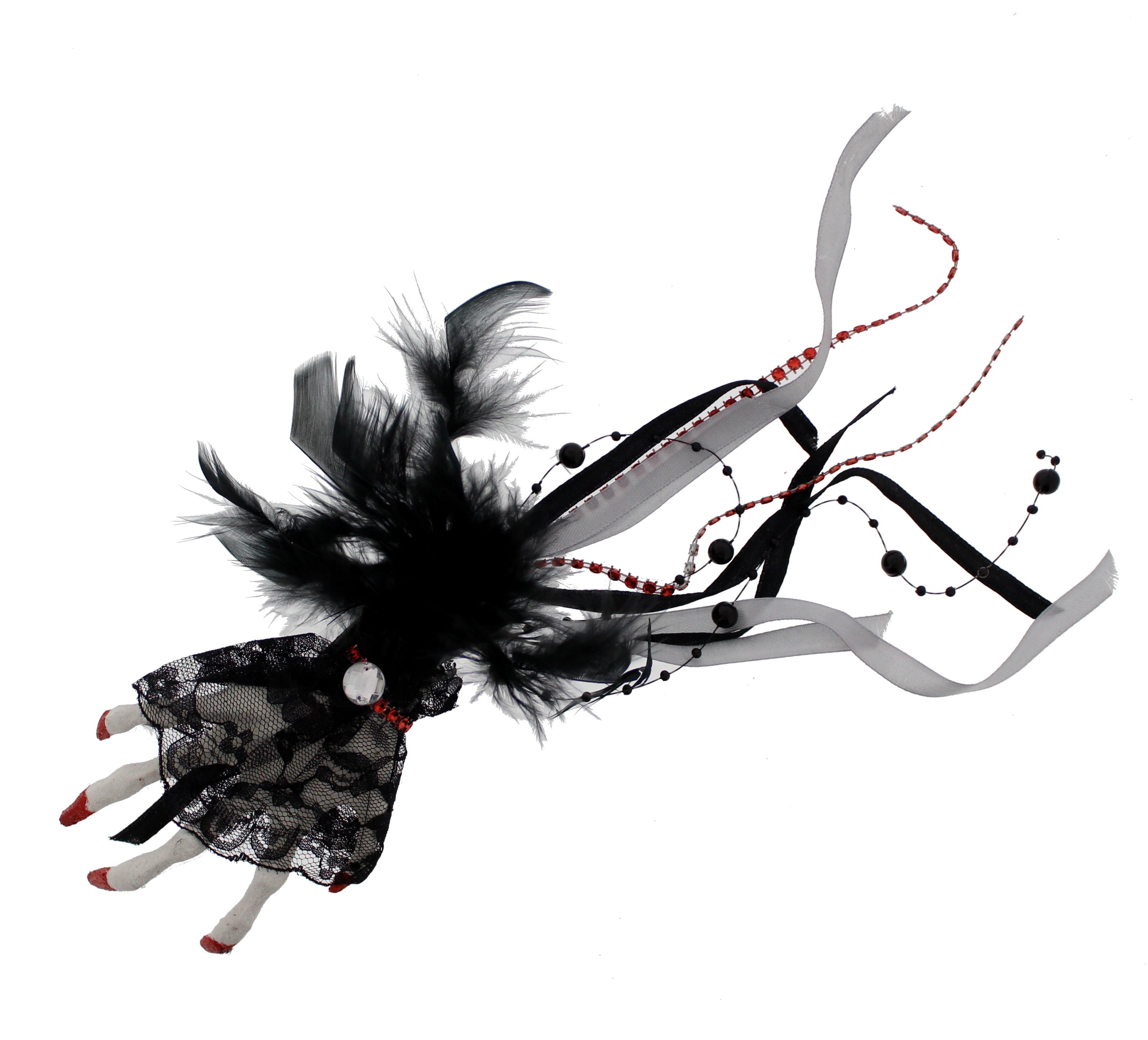 Large Silver Glitter Skeleton Hand Fascinator on Clip