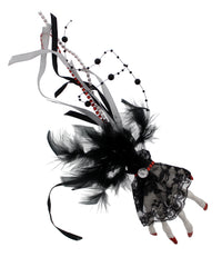 Large Silver Glitter Skeleton Hand Fascinator on Clip