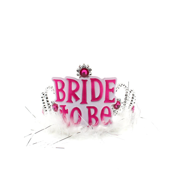 Bride To Be Tiara with Faux Fur &amp; Long Veil